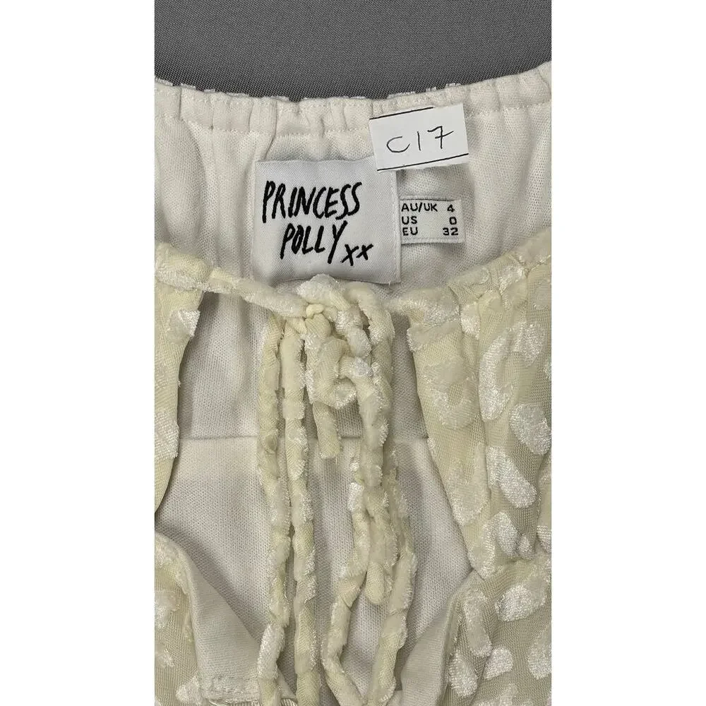 Princess Polly‎ Cream Velvet Mini Dress Sweetheart Corset Sz 0 Y2K Cottagecore